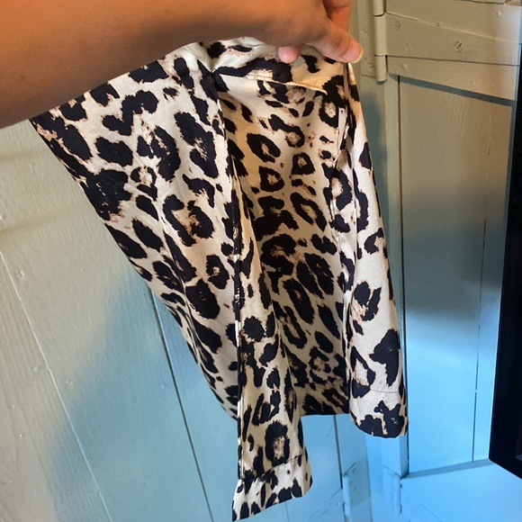 Silk Leopard Print Midi Dress with Mock Neck - Picture 4 of 6